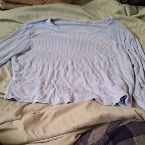 Light Blue Ribbed Long Sleeve Top